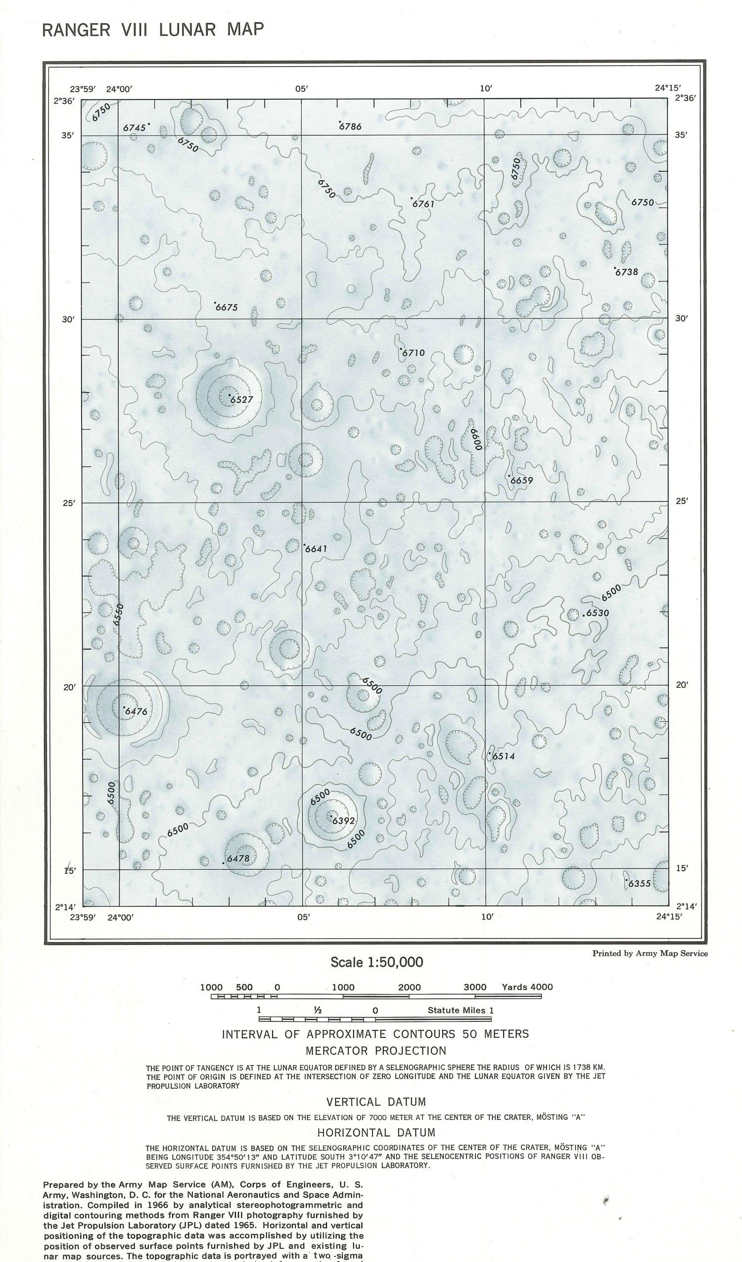 Ranger VIII Lunar Map (AMS, 1966)