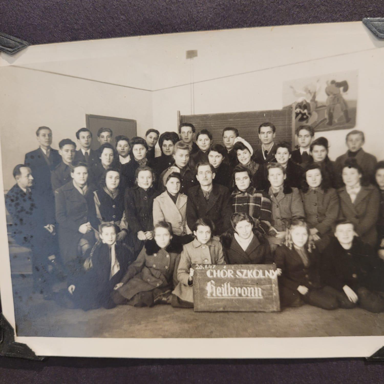 At the displaced persons camp, Vincenty (second row, fifth from right) directed the choir (pictured here) and played the organ at church. He also worked as a translator and as a 4th grade teacher for the camp’s children. (Photo courtesy of Krysia Moore)
