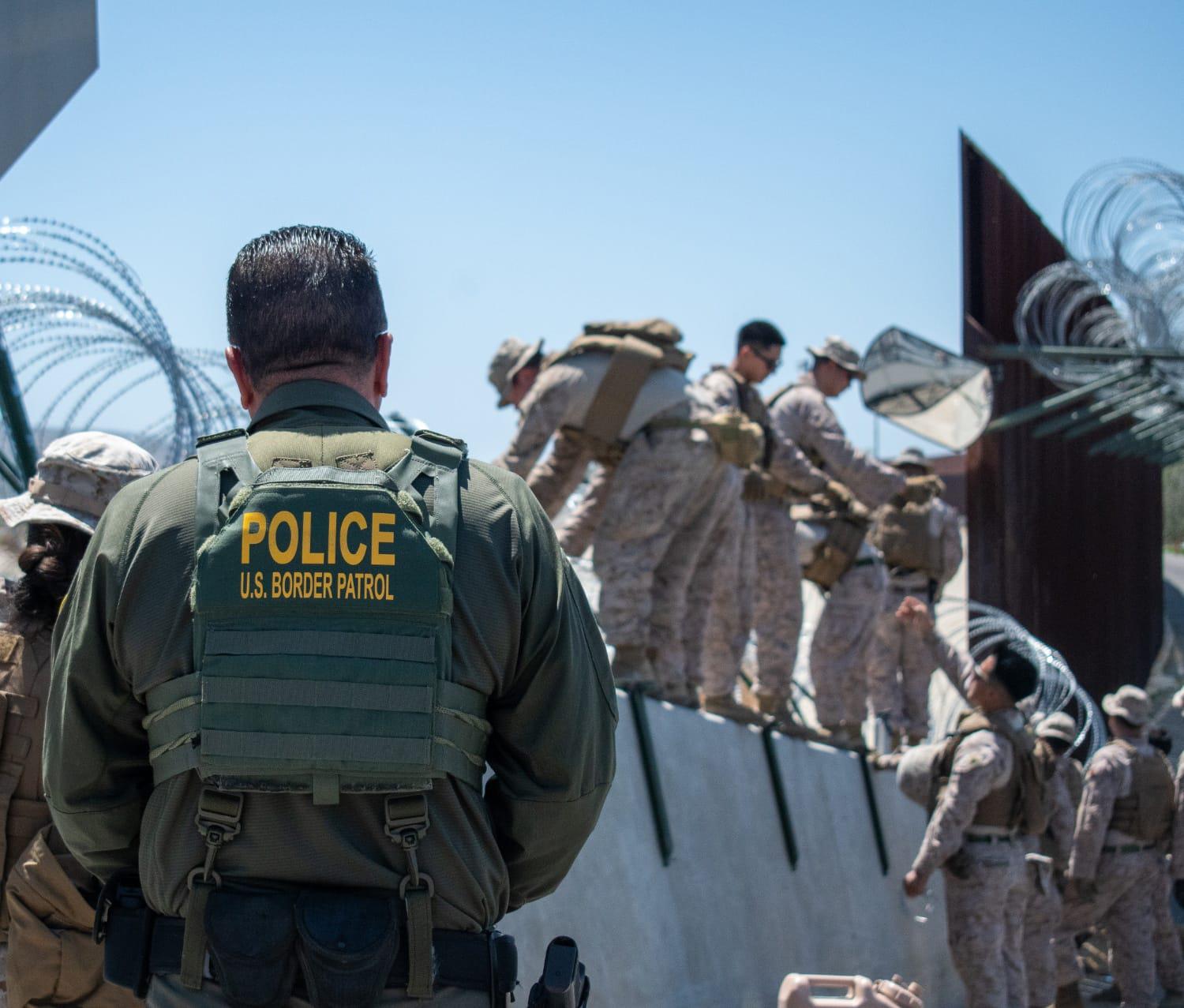 Task Force Sapper is composed of 500 Marines and Sailors from I Marine Expeditionary Force who have been tasked with engineering support to Joint Task Force – Southern Border with the emplacement of physical obstacles along the southern border barrier to increase security. Under the direction of DOD, Joint Task Force–Southern Border conducts full-scale, agile, and all-domain operations to seal the southern border and repel illegal activity. Courtesy photo from U.S. Marine Corps.