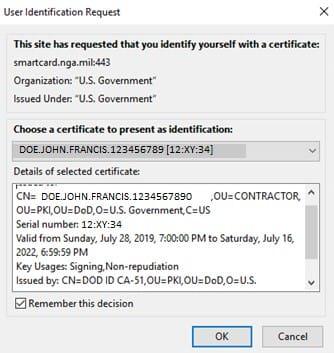 An example of the ID certificate.