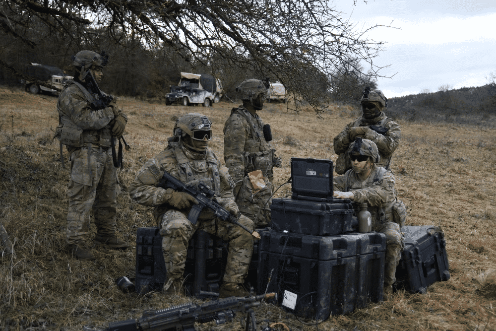 U.S. Soldiers assigned to 3rd Brigade, 10th Mountain Division, fly a small-unmanned aerial system during exercise Combined Resolve 25-1 at the Joint Multinational Readiness Center, Hohenfels Training Area, Hohenfels, Germany. (U.S. Army photo)